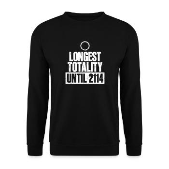 Längste Totalität Bis 2114 Totale Sonnenfinsternis - Unisex Pullover - Schwarz - Vorne - Alina (178cm) & Michal (187cm)