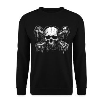 Tropfender Zombie Gothic Schädel - Unisex Pullover - Schwarz - Vorne - Alina (178cm) & Michal (187cm)