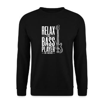 Entspann dich, der Bassist ist da, Bassist summt - Unisex Pullover - Schwarz - Vorne - Alina (178cm) & Michal (187cm)