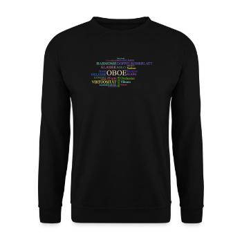 Oboe Wortwolke Klassik Orchester Oboist Oboistin - Unisex Pullover - Schwarz - Vorne - Alina (178cm) & Michal (187cm)