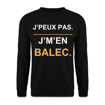 Ich kann nicht, es ist mir egal! Typografie - Unisex Pullover - Schwarz - Vorne - Alina (178cm) & Michal (187cm)