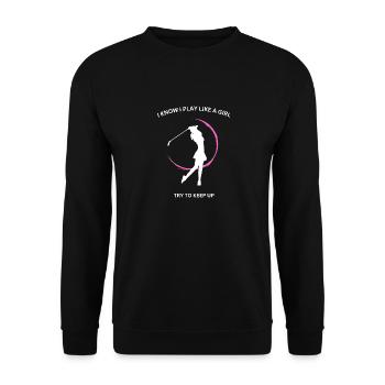 Golf wie ein Mädchen - Unisex Pullover - Schwarz - Vorne - Alina (178cm) & Michal (187cm)