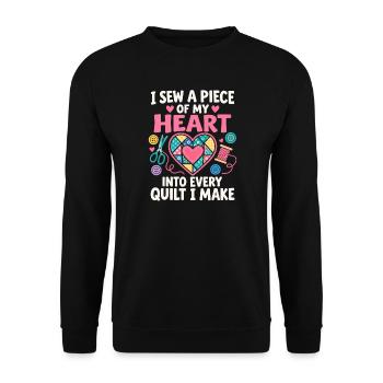Ich nähe ein gestepptes Herz - Unisex Pullover - Schwarz - Vorne - Alina (178cm) & Michal (187cm)