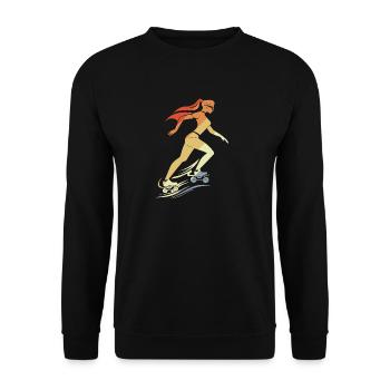 Weiblicher Roller Skater - Unisex Pullover - Schwarz - Vorne - Alina (178cm) & Michal (187cm)