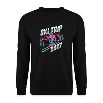 Ski Trip 2027 Retro Neon - Unisex Pullover - Schwarz - Vorne - Alina (178cm) & Michal (187cm)