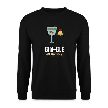 Gin-gle All the Way lustiger Gin-Weihnachtspullover - Unisex Pullover - Schwarz - Vorne - Alina (178cm) & Michal (187cm)