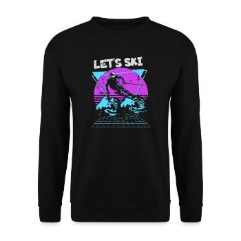Lass uns Ski Neon Retro - Unisex Pullover - Schwarz - Vorne - Alina (178cm) & Michal (187cm)