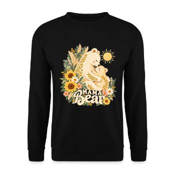 Boho Sonnenblumen-Mama-Leben Süße Mama-Bär - Unisex Pullover - Schwarz - Vorne - Alina (178cm) & Michal (187cm)