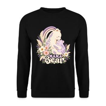 Boho-Gänseblümchen-Geschenk für Mama Süße Mama-Bär - Unisex Pullover - Schwarz - Vorne - Alina (178cm) & Michal (187cm)