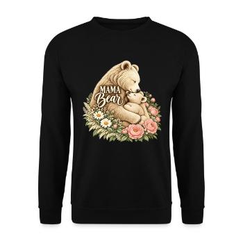 Vintage-Rosen-Mama-Leben süße Mama-Bär - Unisex Pullover - Schwarz - Vorne - Alina (178cm) & Michal (187cm)