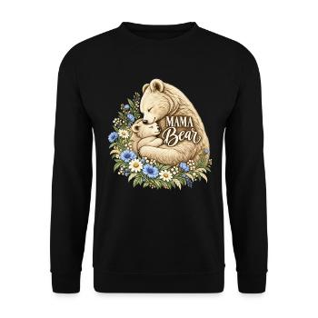 Vintage Kornblume Süße Mutter Mama Bär - Unisex Pullover - Schwarz - Vorne - Alina (178cm) & Michal (187cm)