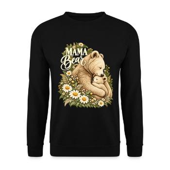 Vintage-Kamillen-süße Mama-Mama-Bär - Unisex Pullover - Schwarz - Vorne - Alina (178cm) & Michal (187cm)