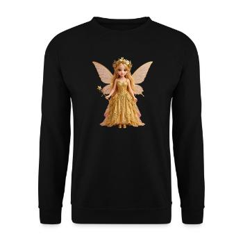 Goldene Feenprinzessin Glänzende Flügel - Unisex Pullover - Schwarz - Vorne - Alina (178cm) & Michal (187cm)