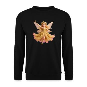 Goldene Fee mit Blumenkrone - Unisex Pullover - Schwarz - Vorne - Alina (178cm) & Michal (187cm)