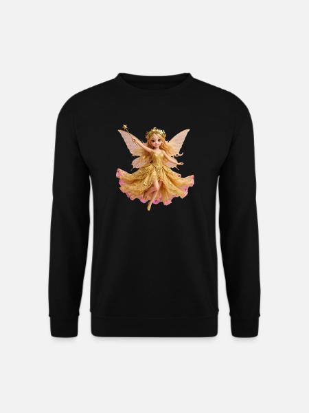 Goldene Fee mit Blumenkrone - Unisex Pullover - Schwarz