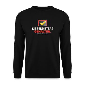 Siebenmeter? Gehalten. - Unisex Pullover - Schwarz - Vorne - Alina (178cm) & Michal (187cm)