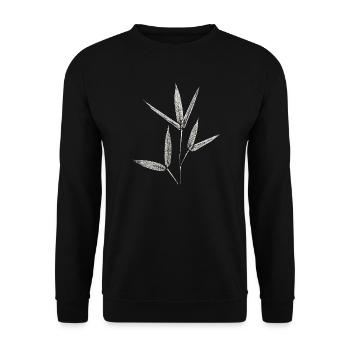 Bambus Botanischer Blätterdruck - Unisex Pullover - Schwarz - Vorne - Alina (178cm) & Michal (187cm)