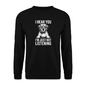 Mastiff Sprüche Hunde Lustiges Mastiff Geschenk - Unisex Pullover - Schwarz - Vorne - Alina (178cm) & Michal (187cm)