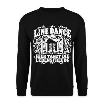 Line Dance Lebensfreude - Unisex Pullover - Schwarz - Vorne - Alina (178cm) & Michal (187cm)