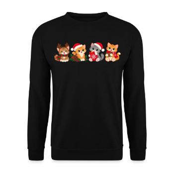 WEIHNACHTSKATZEN - Unisex Pullover - Schwarz - Vorne - Alina (178cm) & Michal (187cm)