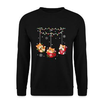 WEIHNACHTSKATZEN - Unisex Pullover - Schwarz - Vorne - Alina (178cm) & Michal (187cm)