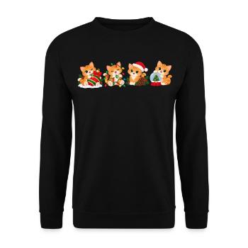 WEIHNACHTSKATZEN - Unisex Pullover - Schwarz - Vorne - Alina (178cm) & Michal (187cm)