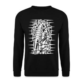 Federbein Linienkunst Mechanik - Unisex Pullover - Schwarz - Vorne - Alina (178cm) & Michal (187cm)