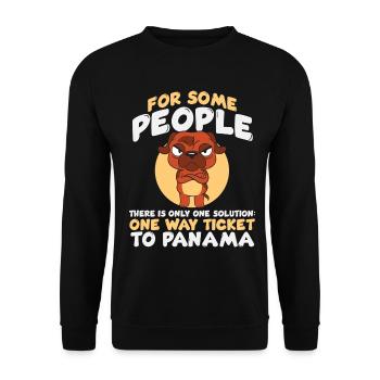 For Some People – Panama Ticket Hund - Unisex Pullover - Schwarz - Vorne - Alina (178cm) & Michal (187cm)