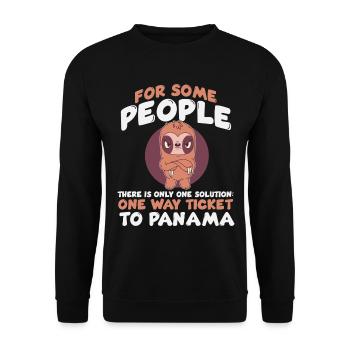 For Some People – Panama Ticket Faultier - Unisex Pullover - Schwarz - Vorne - Alina (178cm) & Michal (187cm)