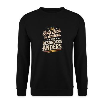 Jede Jeck is anders Ich bin besonders anders Köln - Unisex Pullover - Schwarz - Vorne - Alina (178cm) & Michal (187cm)