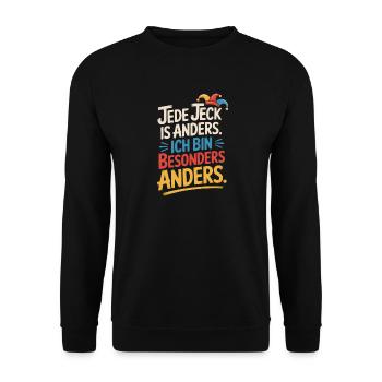 Jede Jeck is anders Ich bin besonders anders Köln - Unisex Pullover - Schwarz - Vorne - Alina (178cm) & Michal (187cm)