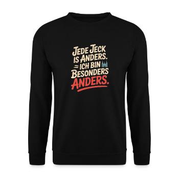 Jede Jeck is anders Ich bin besonders anders Köln - Unisex Pullover - Schwarz - Vorne - Alina (178cm) & Michal (187cm)