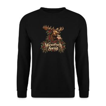 Wesołych Świąt – Polnischer Weihnachtselch - Unisex Pullover - Schwarz - Vorne - Alina (178cm) & Michal (187cm)