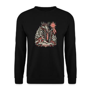 Veles – Slawische Weihnachtsvolkskunst - Unisex Pullover - Schwarz - Vorne - Alina (178cm) & Michal (187cm)