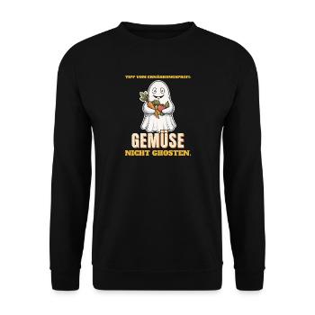 Tipp vom Ernährungsprofi: Gemüse nicht ghosten - Unisex Pullover - Schwarz - Vorne - Alina (178cm) & Michal (187cm)
