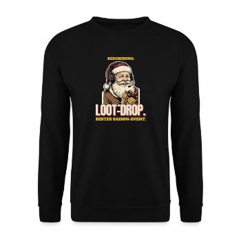 Bescherung als Loot-Drop - Unisex Pullover - Schwarz - Vorne - Alina (178cm) & Michal (187cm)