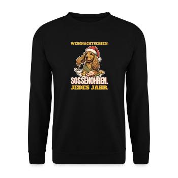 Soßenohren beim Weihnachtsessen - Unisex Pullover - Schwarz - Vorne - Alina (178cm) & Michal (187cm)