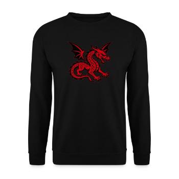 Roter Drache mit ausgebreiteten Flügeln - Unisex Pullover - Schwarz - Vorne - Alina (178cm) & Michal (187cm)