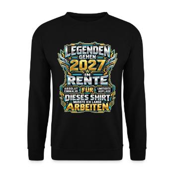 Legenden gehen 2027 in Rente - Unisex Pullover - Schwarz - Vorne - Alina (178cm) & Michal (187cm)