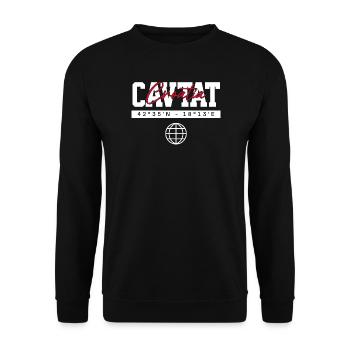 Cavtat Kroatien Koordinaten Reise Souvenir - Unisex Pullover - Schwarz - Vorne - Alina (178cm) & Michal (187cm)
