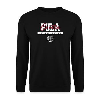Pula Kroatien Koordinaten Reise Souvenir - Unisex Pullover - Schwarz - Vorne - Alina (178cm) & Michal (187cm)