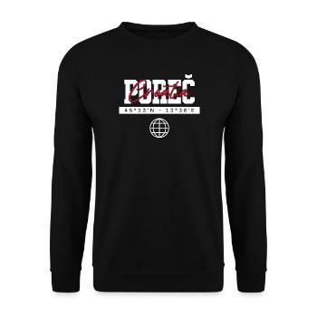 Poreč Kroatien Koordinaten Reise Souvenir - Unisex Pullover - Schwarz - Vorne - Alina (178cm) & Michal (187cm)