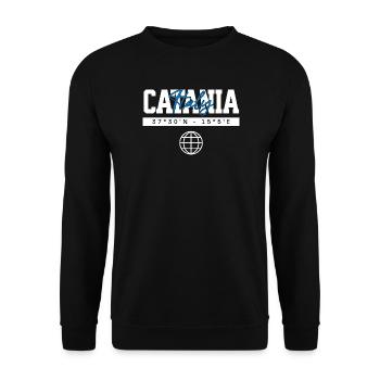 Catania Italien Koordinaten Reise Souvenir - Unisex Pullover - Schwarz - Vorne - Alina (178cm) & Michal (187cm)