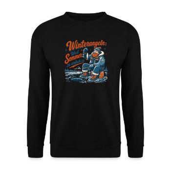 Winterangel Retro Motiv - Unisex Pullover - Schwarz - Vorne - Alina (178cm) & Michal (187cm)