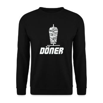 Döner Spieß Emblem - Unisex Pullover - Schwarz - Vorne - Alina (178cm) & Michal (187cm)