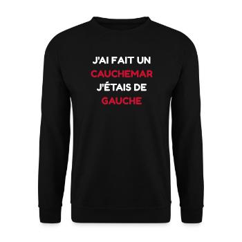 Ich hatte einen Albtraum, ich war linksgerichteter Humor - Unisex Pullover - Schwarz - Vorne - Alina (178cm) & Michal (187cm)