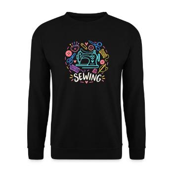 Love Sewing Machine Craft - Unisex Pullover - Schwarz - Vorne - Alina (178cm) & Michal (187cm)
