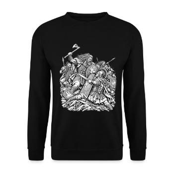 Germanen gegen Römer - Unisex Pullover - Schwarz - Vorne - Alina (178cm) & Michal (187cm)