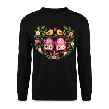 Liebes Eulenwald Duo - Unisex Pullover - Schwarz - Vorne - Alina (178cm) & Michal (187cm)