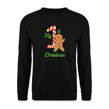 Mein erster Weihnachts-Lebkuchen - Unisex Pullover - Schwarz - Vorne - Alina (178cm) & Michal (187cm)